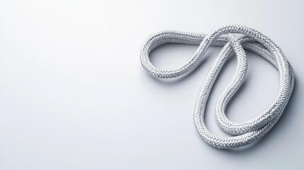 Fototapeta premium White rope coiled on bright background, studio shot, product display
