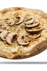 Pizza recortada no fundo transparente com sombra descolda fácil de ser retirada para aplicação de outros fundos