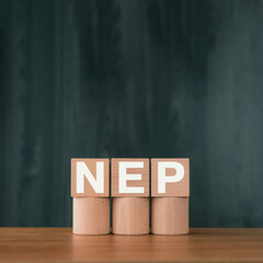 There is wood cube with the word NEP. It is an abbreviation for Net ecosystem production as...