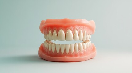 Obraz premium Dental model, teeth, studio, light blue background, dentistry