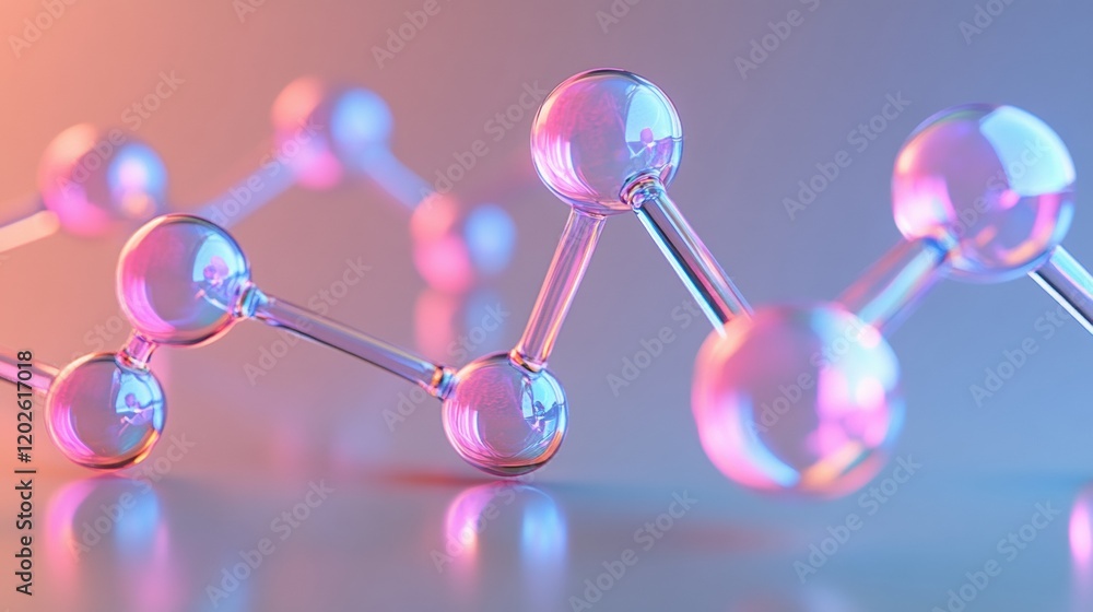 Poster colorful molecular structure displayed in a creative close up focusing on the intricate details and 