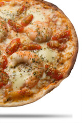 Pizza recortada no fundo transparente com sombra descolda fácil de ser retirada para aplicação de outros fundos