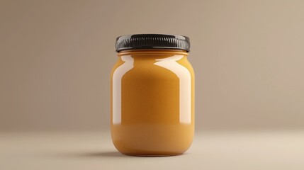 Amber jar, food product, studio shot, neutral background, packaging mockup