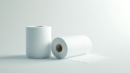 Two paper towel rolls studio shot, clean background, packaging mockup
