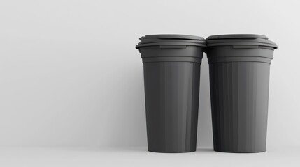 Two black cups, studio backdrop, mockup, product placement