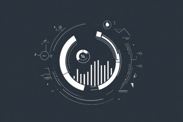 Fototapeta premium Data visualization, circular infographic, dark background, progress report, business analysis
