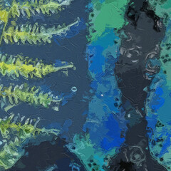 Various oil paintings, floral landscapes, forests, eagles, tigers, and beautiful marine creatures