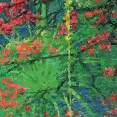 Various oil paintings, floral landscapes, forests, eagles, tigers, and beautiful marine creatures