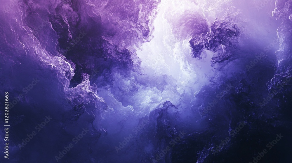 Poster abstract purple and white clouds fractal digital painting with textured pattern background