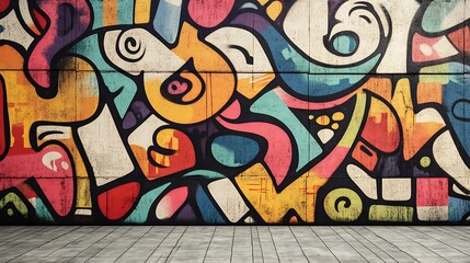 Graffiti on concrete wall, street art concept