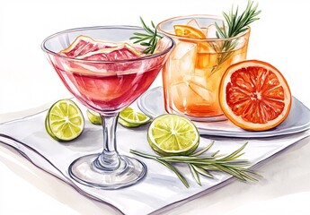 Fototapeta premium cocktail with lime and mint