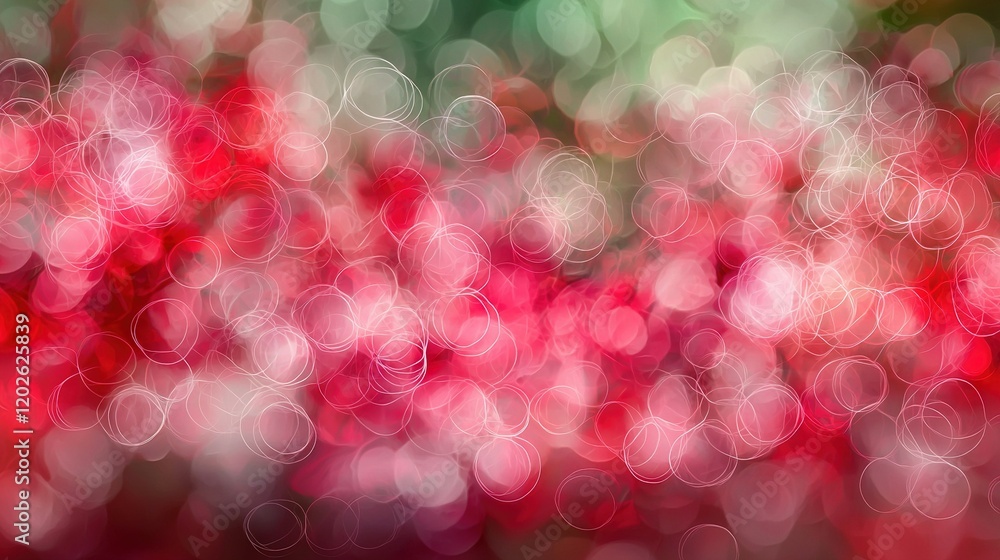 Poster a clear photo of multiple red and white circles on a green and red background, featuring sharp image