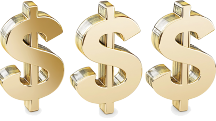 Gold Dollar Sign Clipart on Transparent Background Generative AI