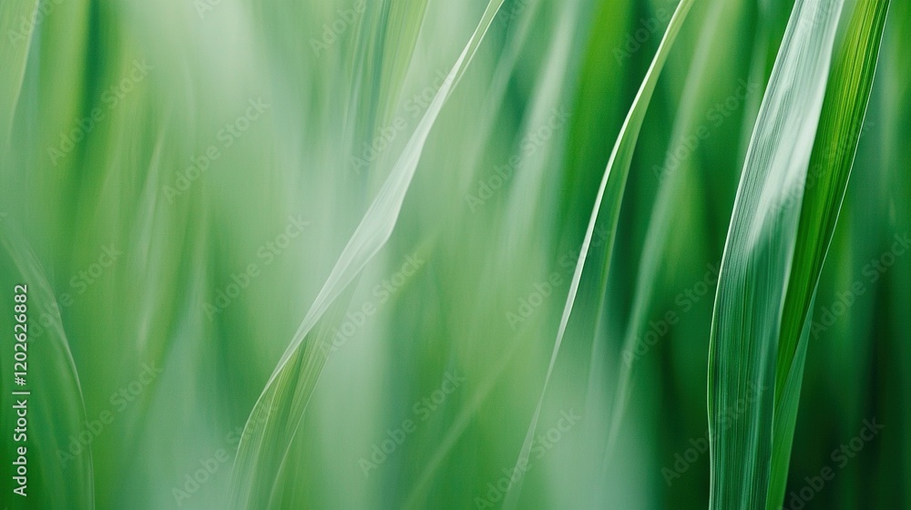 Poster blurry image of green grass with a sharp foreground and blurred background