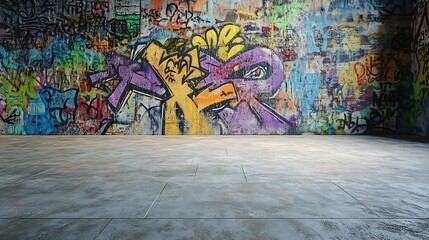 Fototapeta premium Graffiti on concrete wall, street art concept
