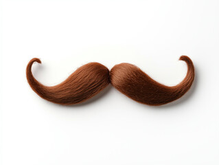  Classic Brown Handlebar Mustache on White Background for Movember and Retro Style Concepts