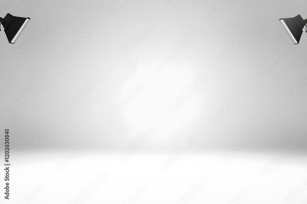 Poster blank white gradient background with product display. white backdrop or empty studio with room floor