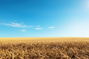 Naklejka premium Golden Wheat Field Under a Vast Blue Summer Sky
