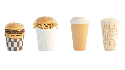 Fast Food Collection Featuring Drinks and Snacks Generative AI