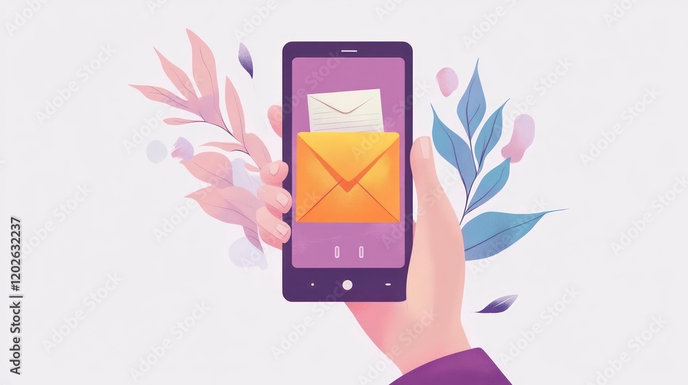 Aufkleber hand holding smartphone displaying email notification.