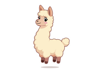 Alpaca cute Illustration – Kawaii, Funny, Jumping, Smiling, Adorable Alpaca