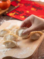 Making dumplings for Chinese New Year