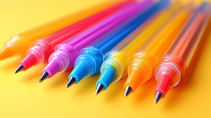 Isolated highlighter pens in bright colors