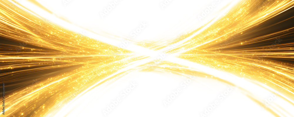 Poster abstract neon rays of light on a transparent background in png format. yellow magic spirals with spa