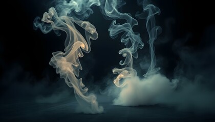 Fototapeta premium Abstract Smoke Design Elegant Swirling Vapor fog art haze mist blue 