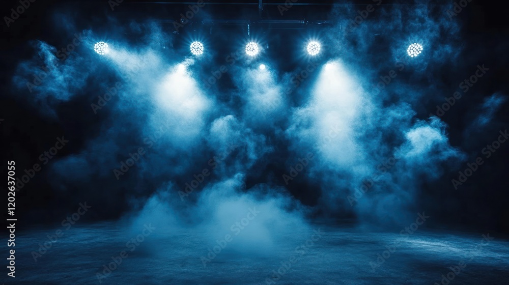 Poster dramatic lighting with fog in a performance space.