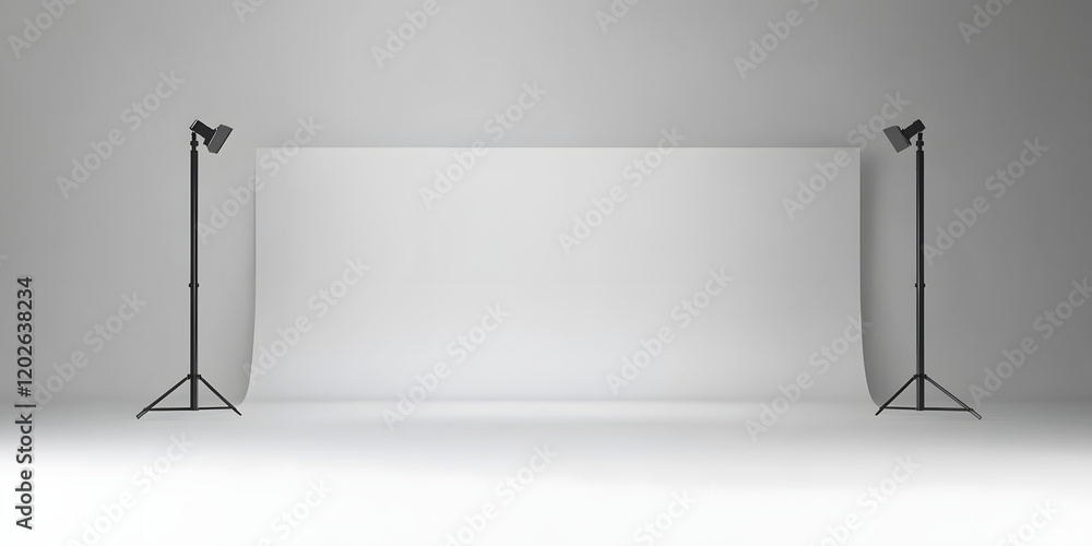 Poster blank gray gradient background with product display. white backdrop or empty studio with room floor.