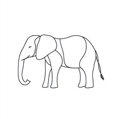 Fototapeta premium African elephant, savannah, wildlife, simple line art, kids' book illustration