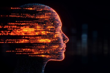 Abstract concept of futuristic global connectivity of Financial data analysis business programmer coding showing artificial intelligence and machine learning concept. Generative AI