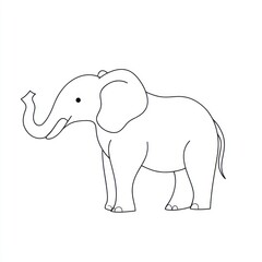 Obraz premium Outlined elephant stands alone, drawing for coloring or educational materials
