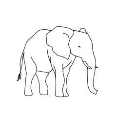 Fototapeta premium Elephant line drawing, wildlife, safari, African savanna, nature, children's book illustration