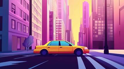 Ride-sharing services flat design side view modern urban commuting animation triadic color scheme