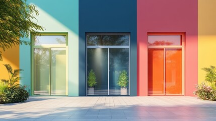 sales performance flat design front view retail theme 3D render Triadic Color Scheme 