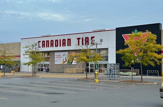 oshawa, canada - september 17 2023: The logo of a large retail store stands prominently on the front of its Oshawa location in Canada on a clear day in mid September.