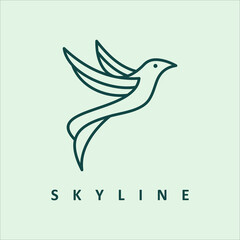 Obraz premium A sleek, minimalist line art logo of a bird in flight, symbolizing freedom and elegance. Perfect for modern brands seeking a clean, professional, and versatile design.