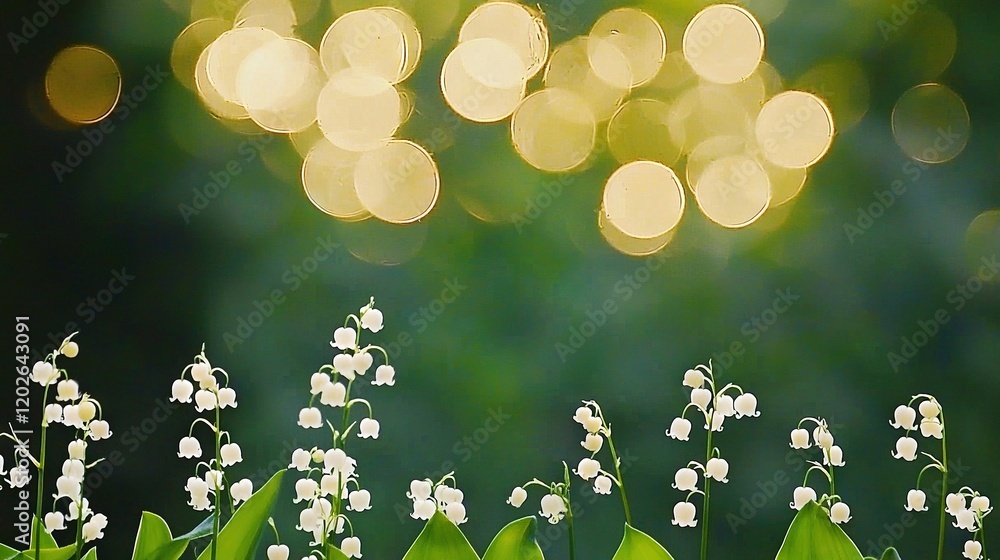 Poster a sharp focus on a group of vibrant flowers set against a soft, hazy backdrop of twinkling lights