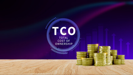 TCO concept. Total Cost of Ownership, purchase price of an asset plus the costs of operation,...