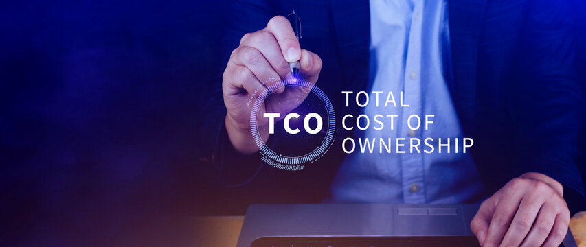 TCO concept. Total Cost of Ownership, purchase price of an asset plus the costs of operation, business concept background