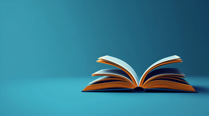 Isolated open textbook icon on a flat light-blue background