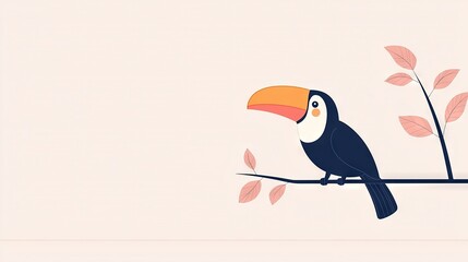   A toucan perched on a leafy branch