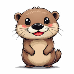 Fototapeta premium Adorable Cartoon Otter Character with Joyful Expression Perfect for Children's Illustrations