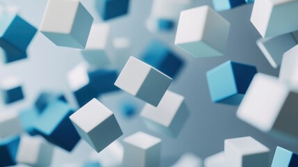Abstract Blue and White Cubes