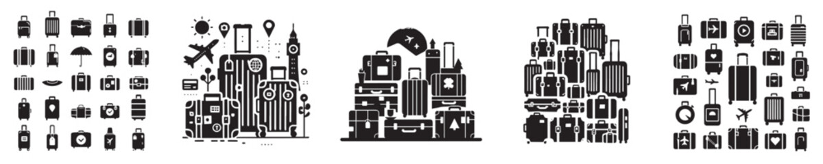 vector set of suitcase silhouettes