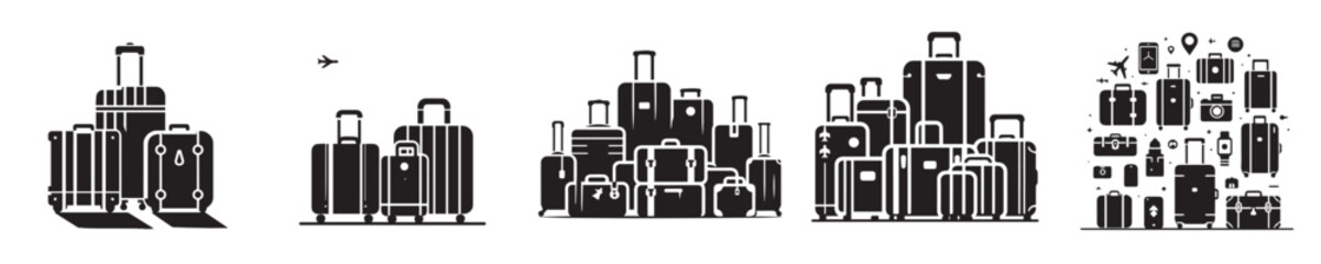 vector set of suitcase silhouettes