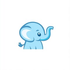 Obraz premium Light blue elephant isolated on white background for children's book or logo use