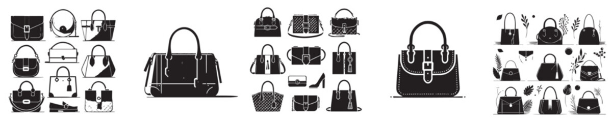 set of vector women's bags silhouettes